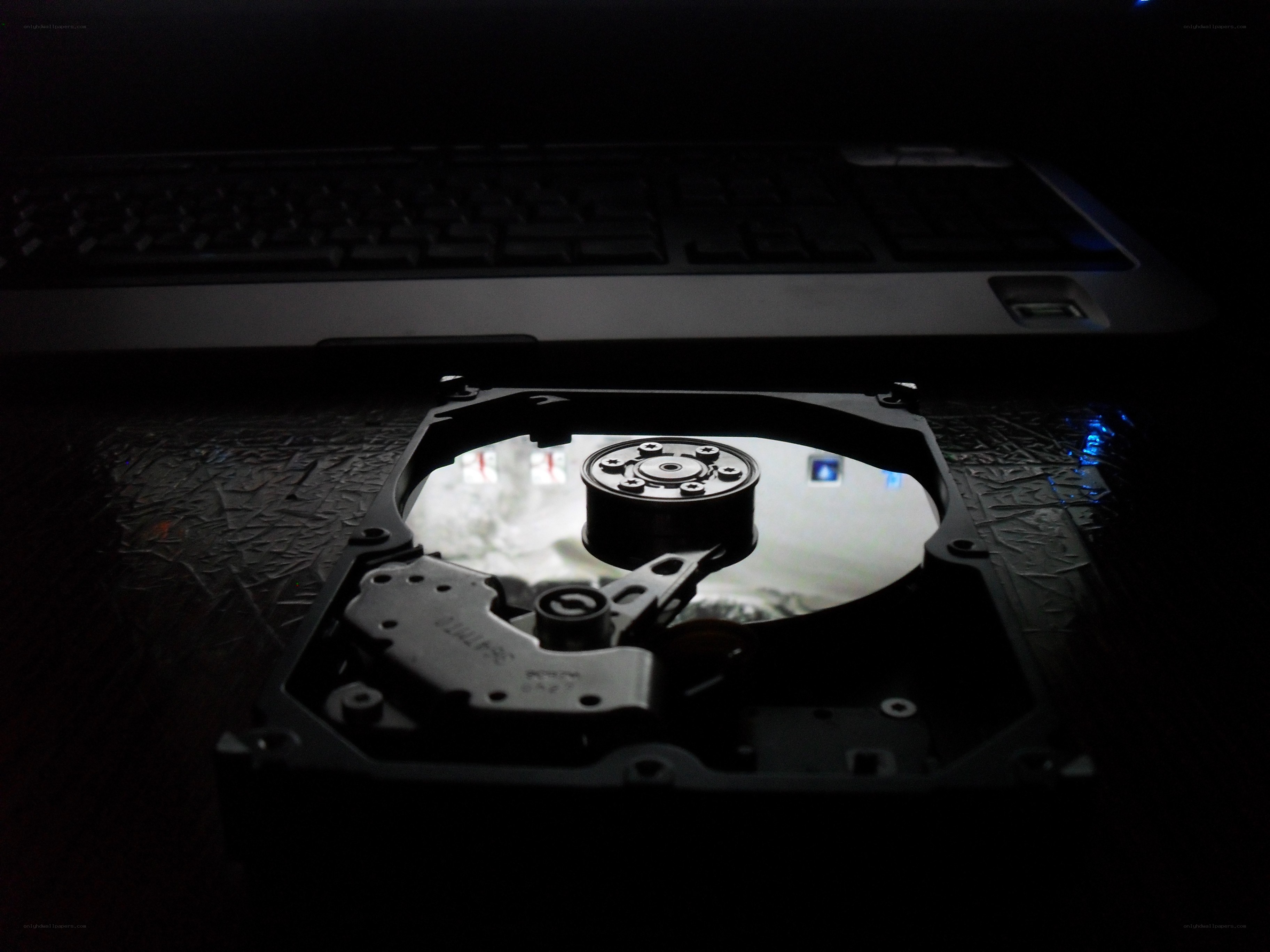 Open laptop hard drive