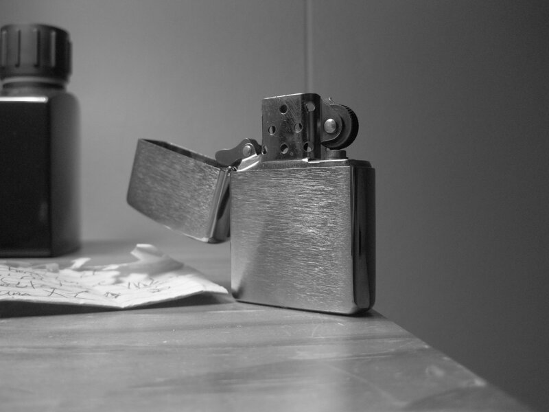 open lighter on table