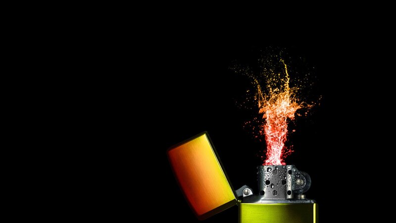 Open Lighter with Flame