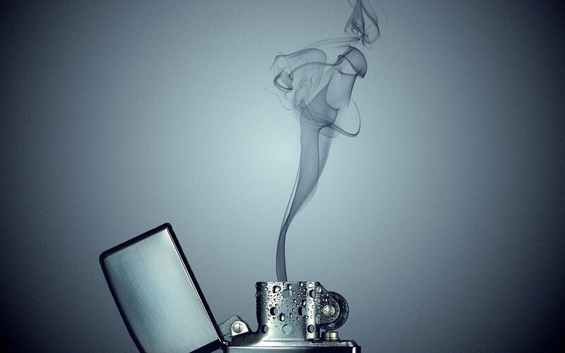 Open Lighter with Smoke — Gray
