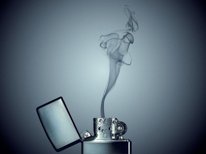 Open Lighter with Smoke