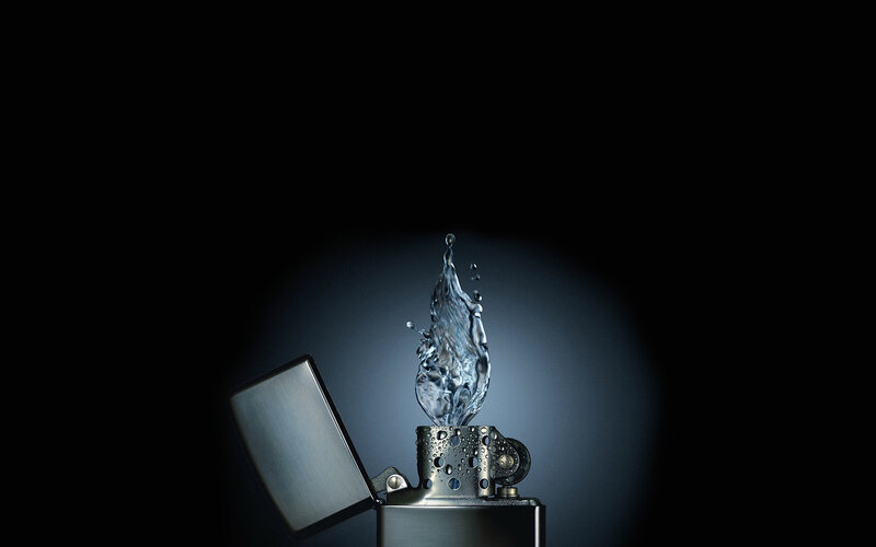 Open Lighter with Water Splash — Black