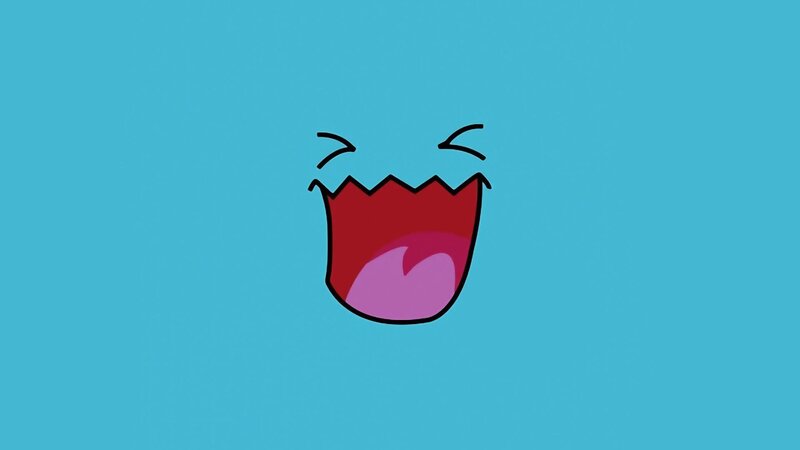 Open Mouth Cartoon — Blue, Playful, Vector Art, Tongue, Eyes