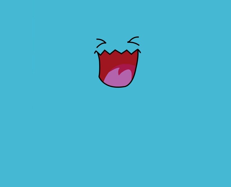 Open Mouth Cartoon — Blue, Playful, Vector Art, Tongue, Red, Pink