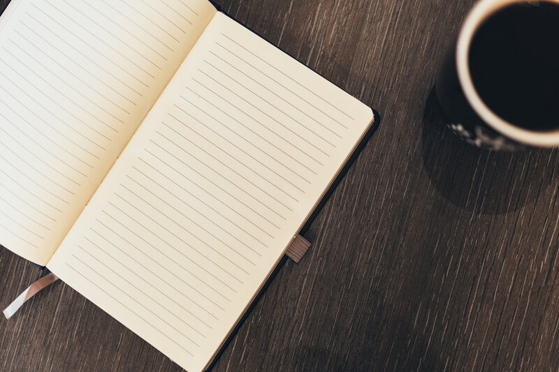 Open Notebook on Table — Brown, Calm