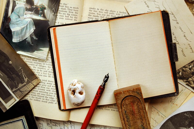 Open Notebook with Pen — Brown, Nostalgic