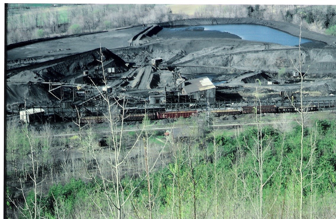 Open-pit coal mine with train
