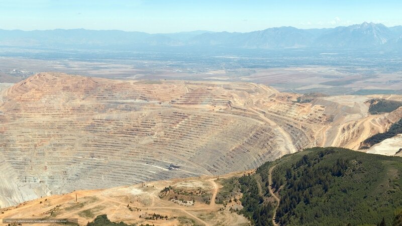 Open-pit mine with mountains