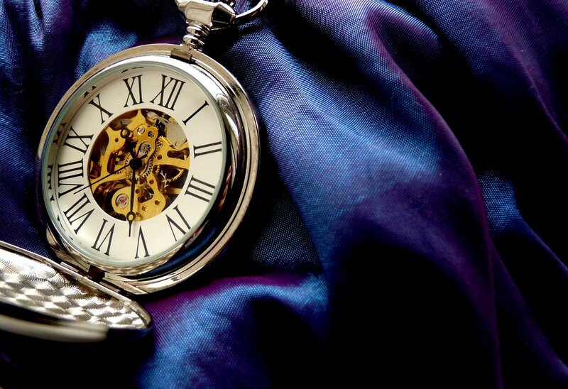 Open Pocket Watch — Blue, Dramatic, Photograph