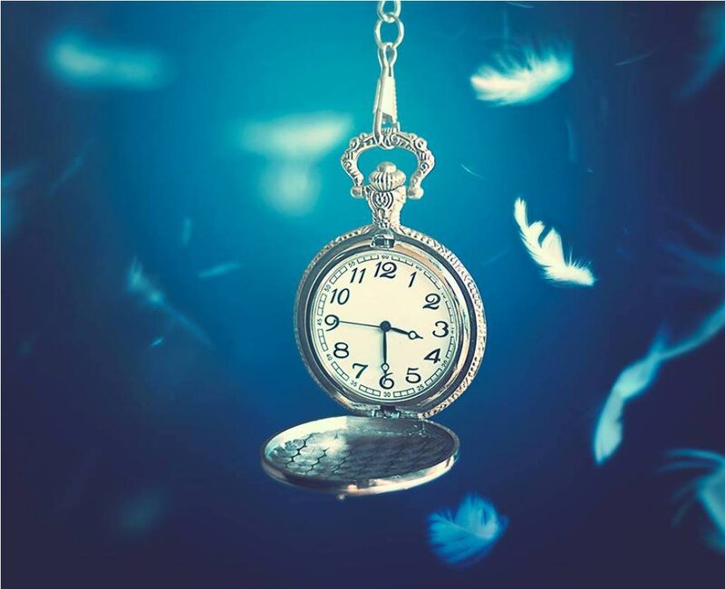 Open Pocket Watch — Blue, Serene, Photograph