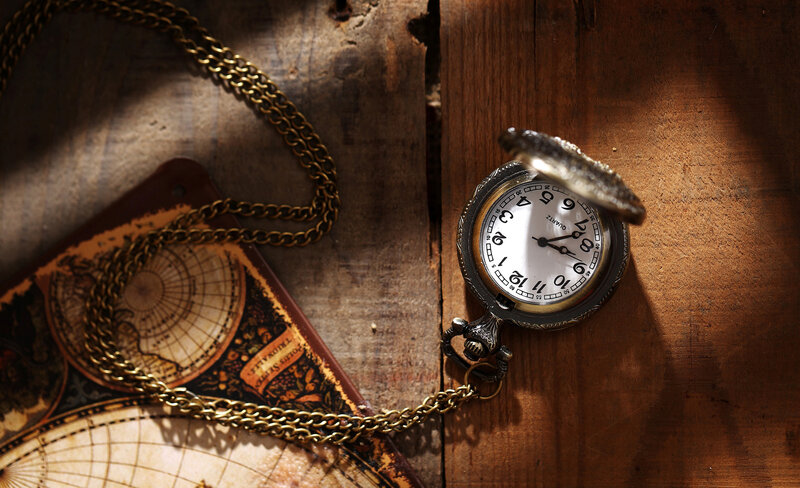 Open Pocket Watch — Brown, Dramatic, Photograph, Chain