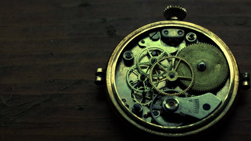Open Pocket Watch Mechanism — Brown