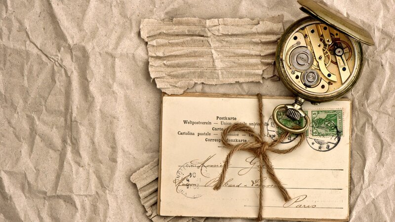 Open Pocket Watch on Postcard