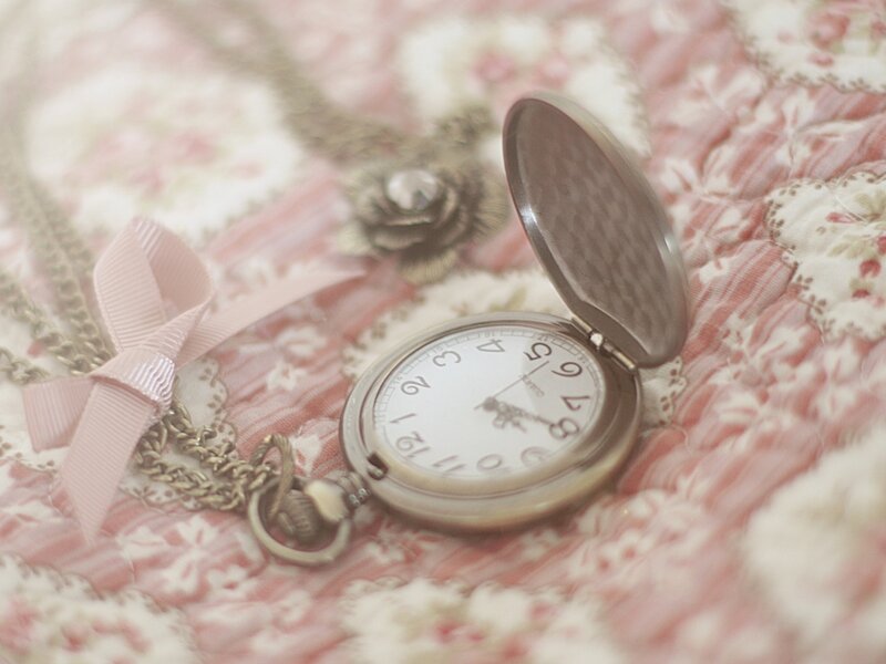 Open Pocket Watch — Pink, Serene, Photograph