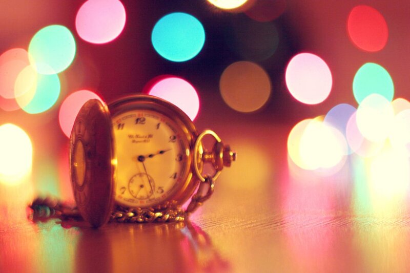 Open Pocket Watch — Red, Festive