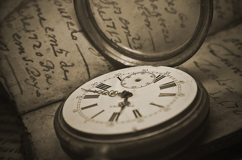 Open Pocket Watch — Sepia, Nostalgic, Photograph