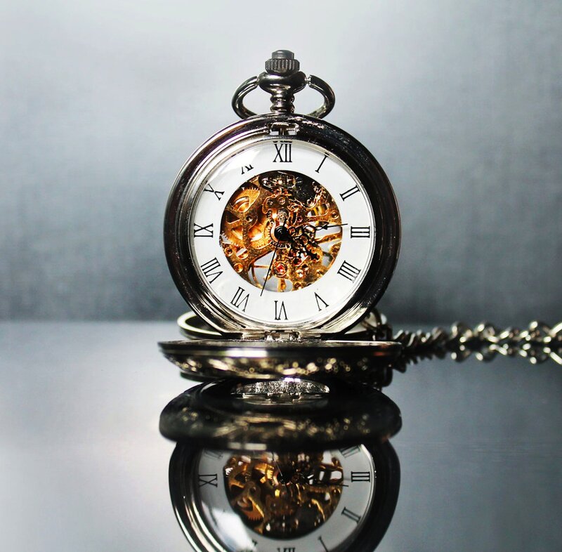 Open Pocket Watch — Silver, Dramatic