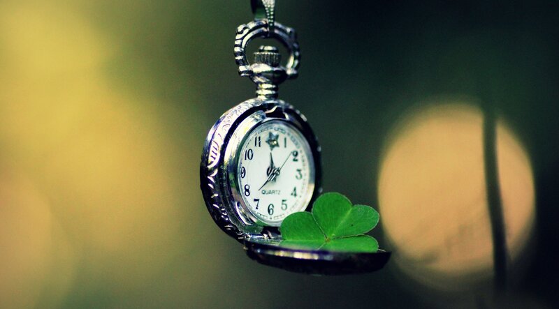 Open Pocket Watch with Clover