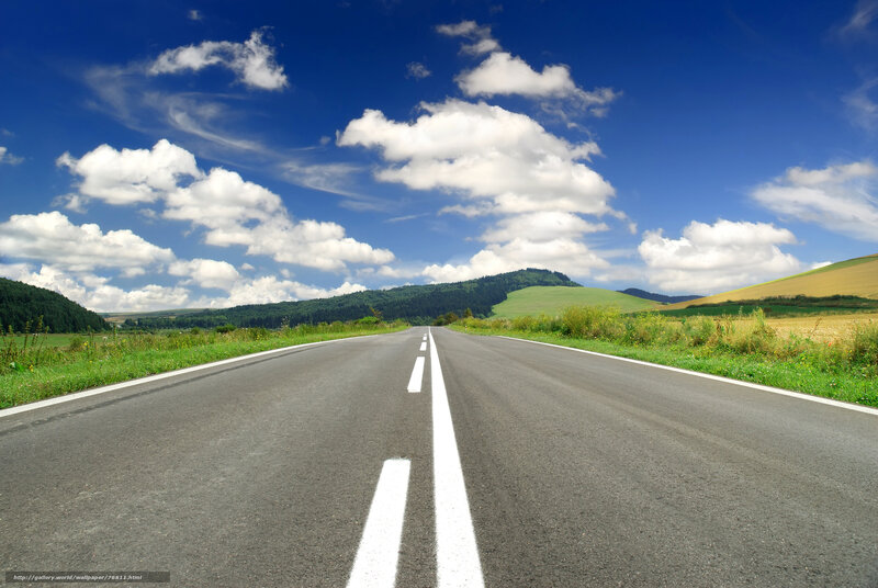 Open road under blue sky