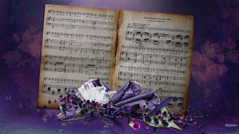 Open Sheet Music with Flowers
