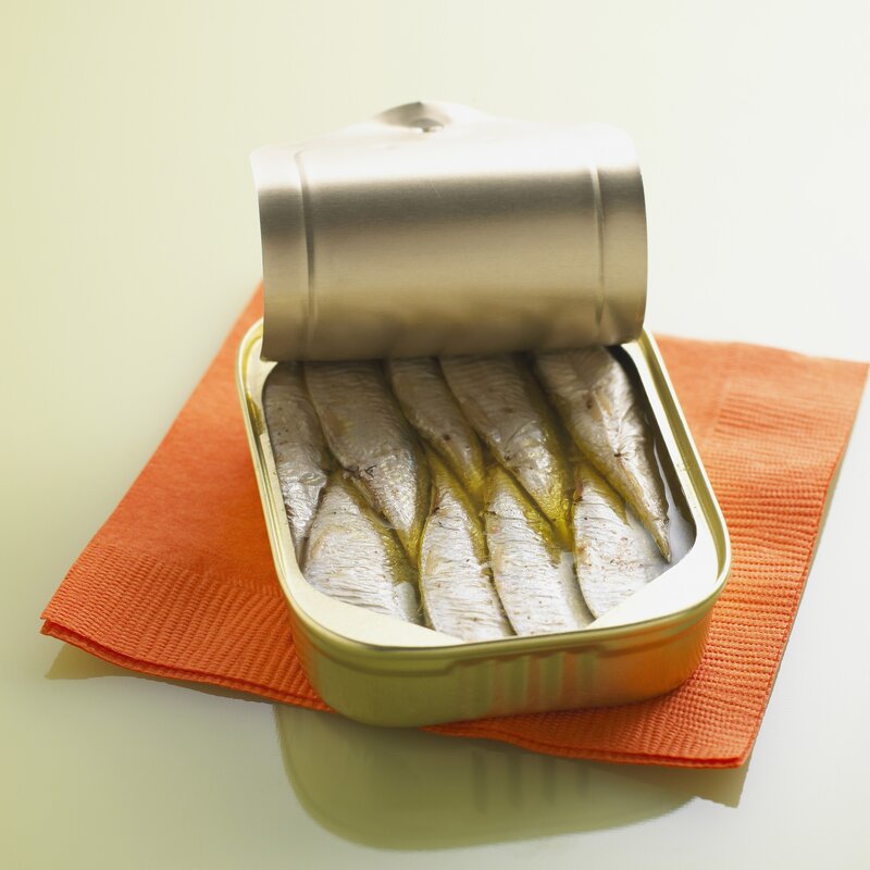open tin of sardines