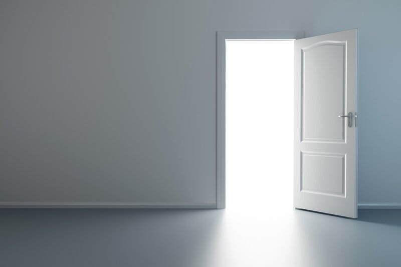 Open White Door — Neutral, 3d Render