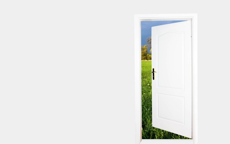 Open White Door — Serene, Afternoon, Photograph