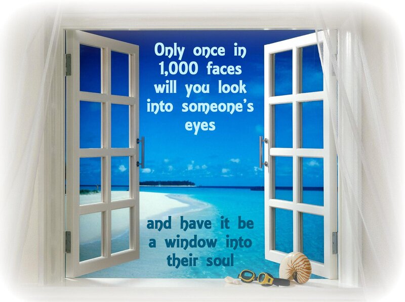 Open Window with Beach View — Blue