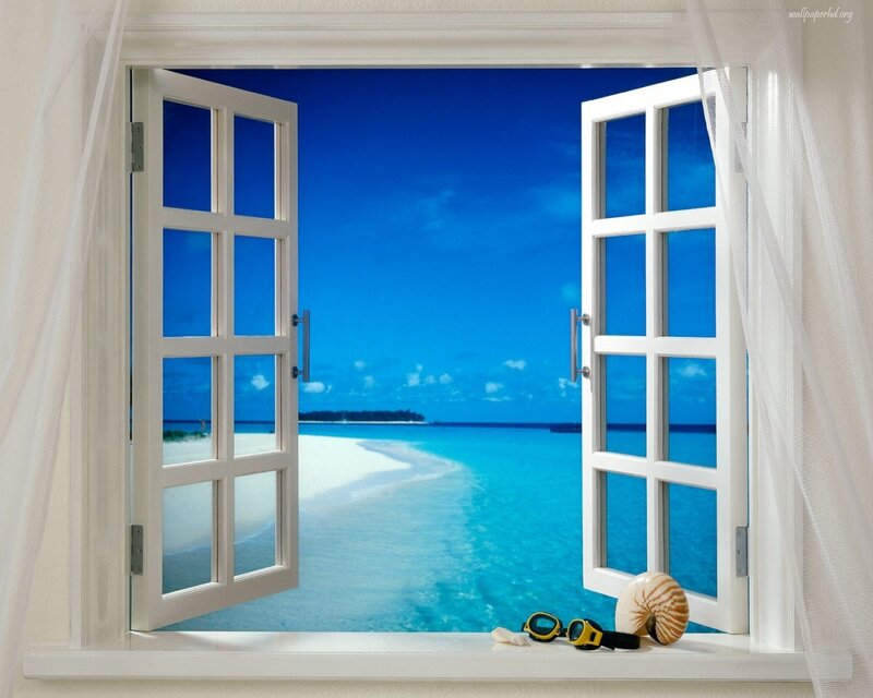 Open Window with Beach View