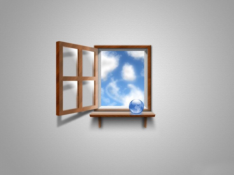 Open Window with Globe