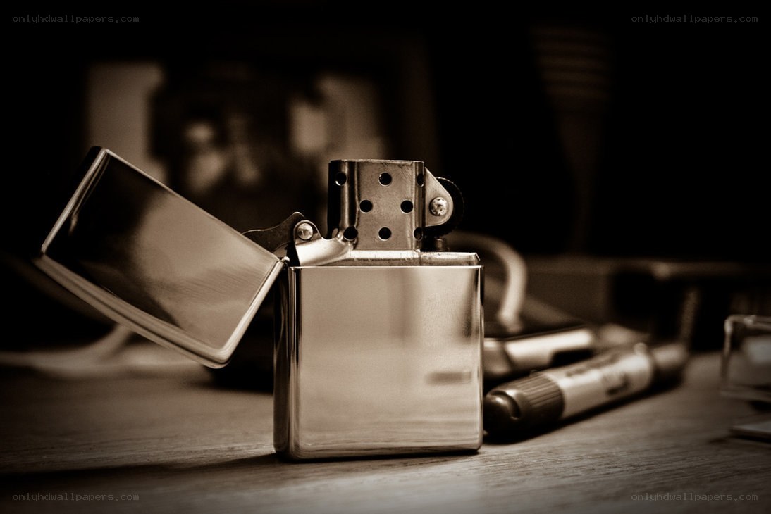 open zippo lighter on table