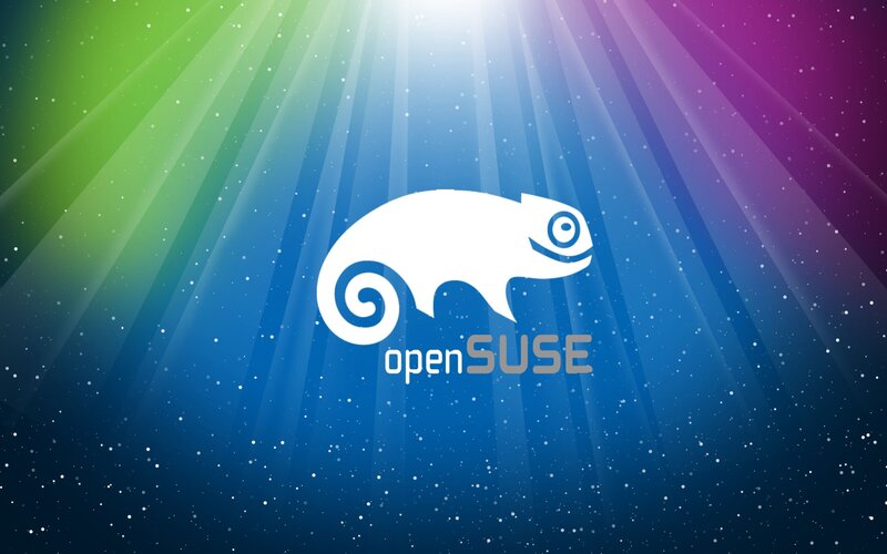 openSUSE logo on colorful background
