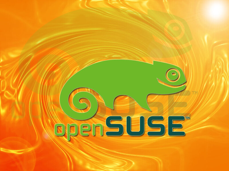 openSUSE logo on orange background