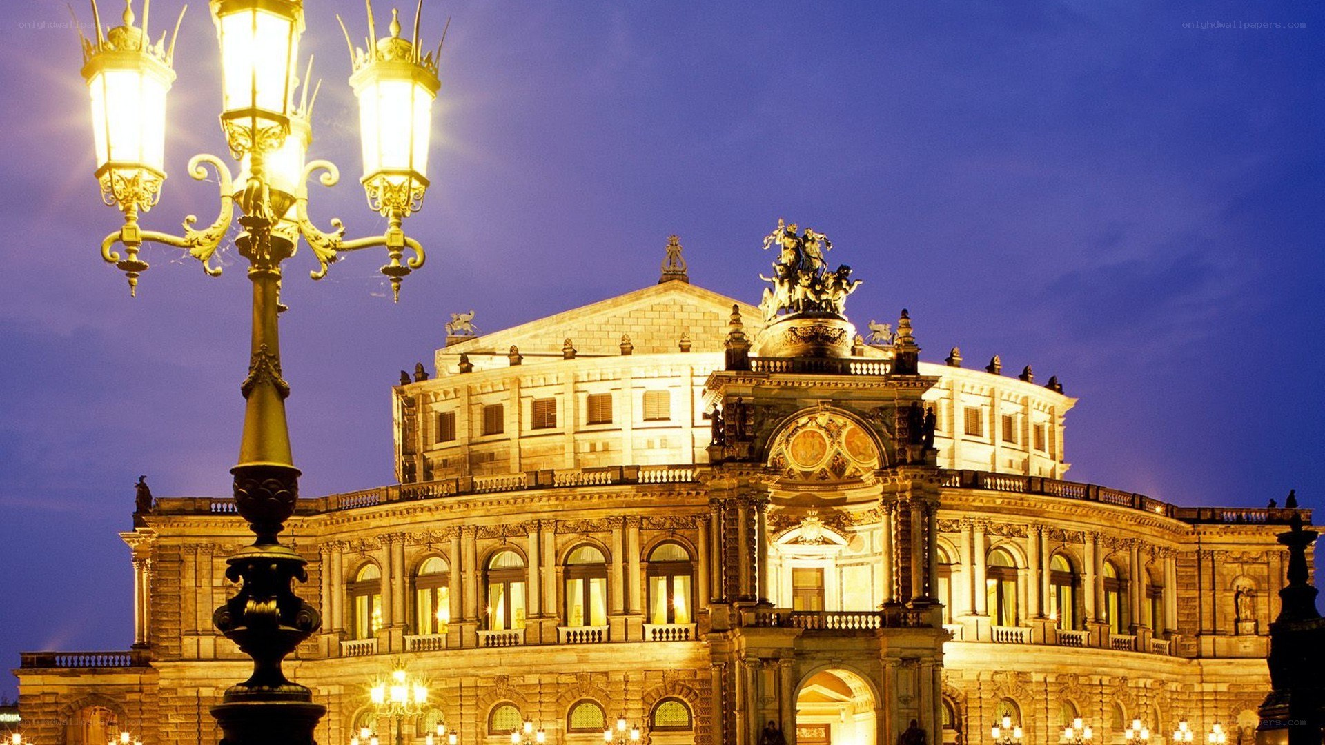 Opera house at dusk