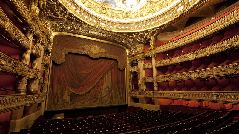 Opera House Interior — Gold, Grand, Photograph, Curtain, Balconies