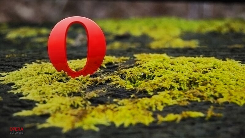 Opera logo on moss