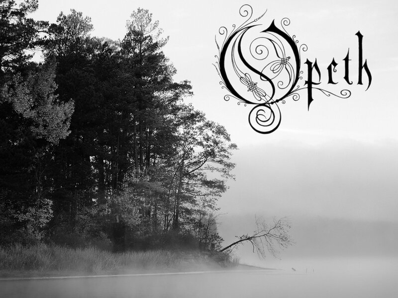 Opeth band logo on misty lake