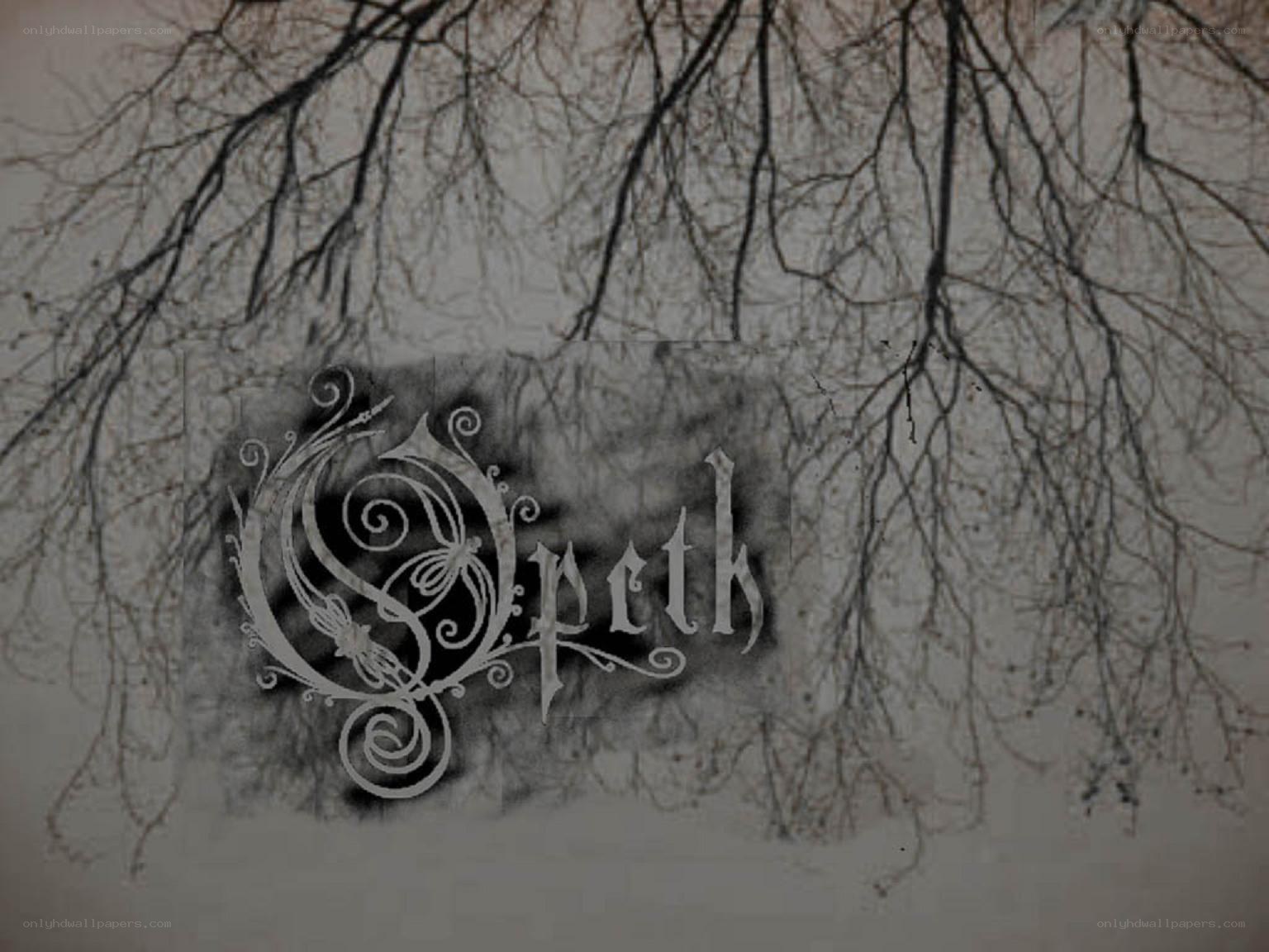 Opeth band logo on tree branches