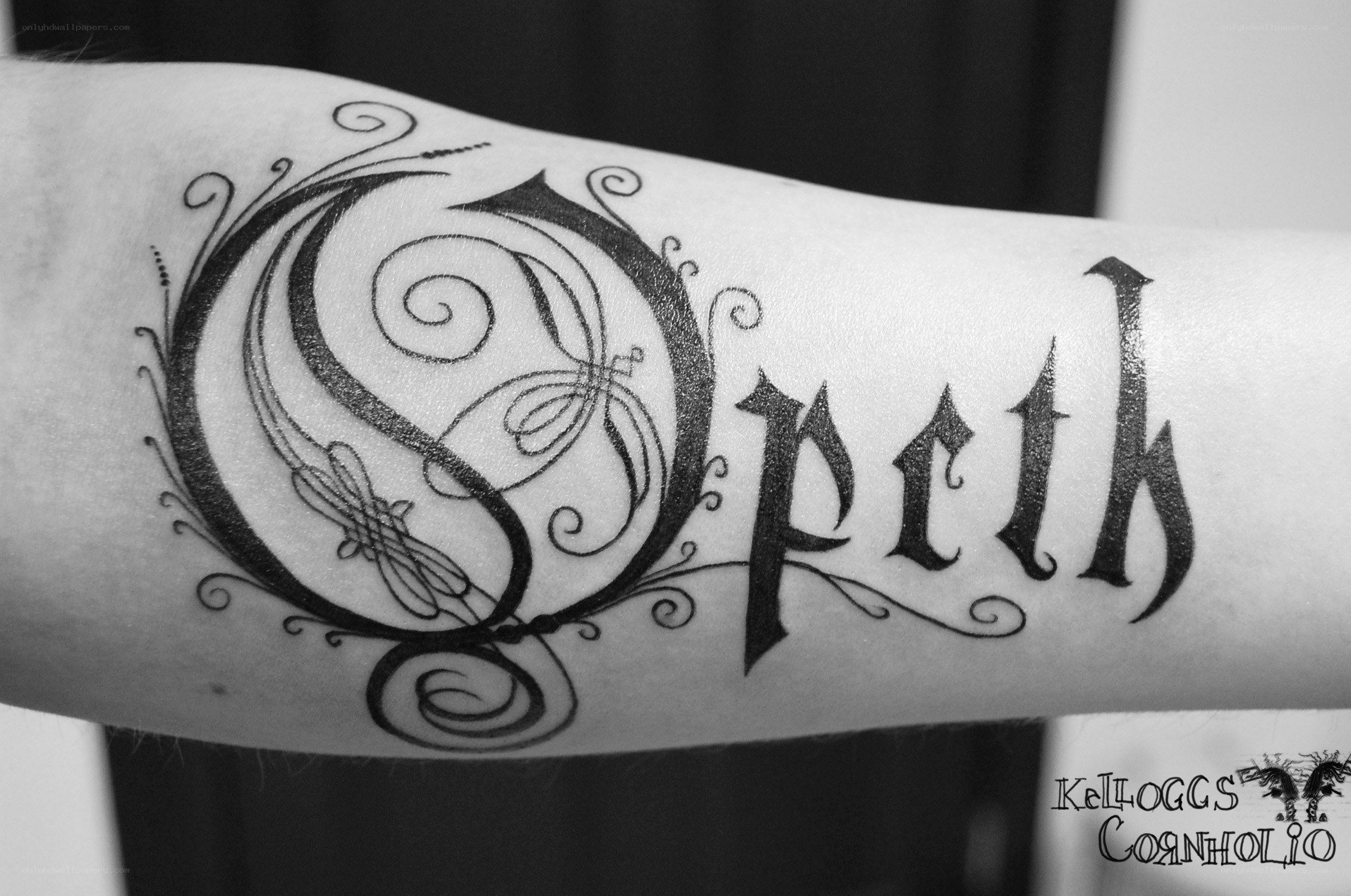 Opeth band logo tattoo