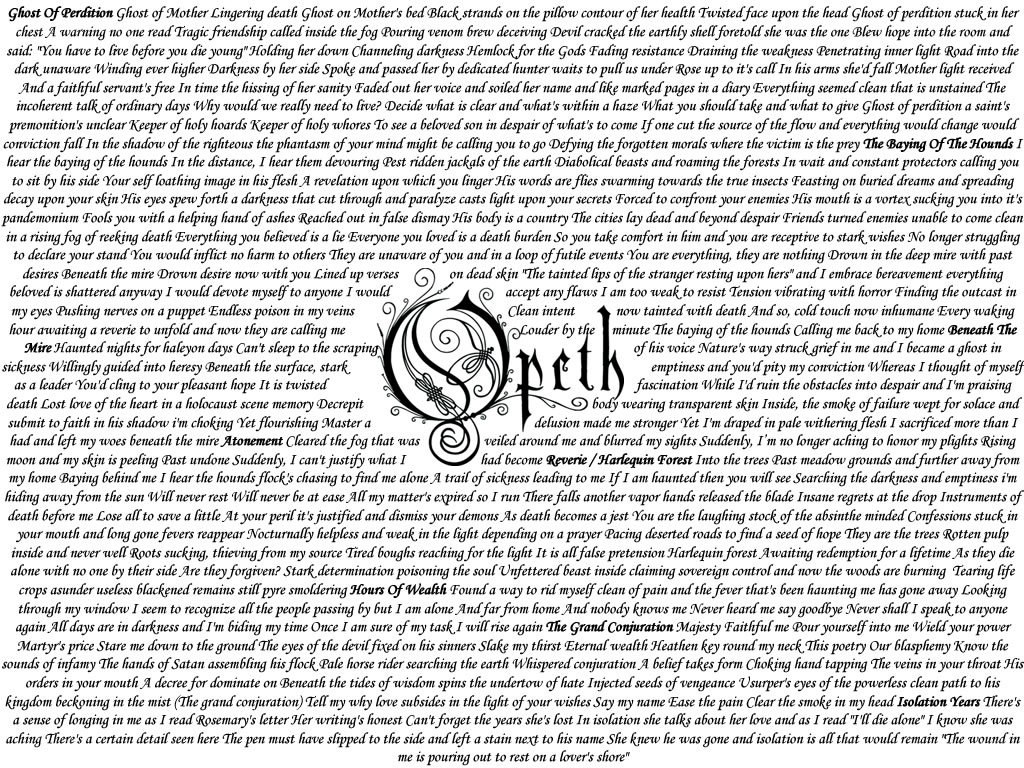 Opeth lyrics with band logo