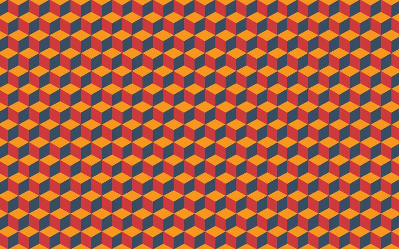Optical Illusion Cubes — Red, Hypnotic, Abstract