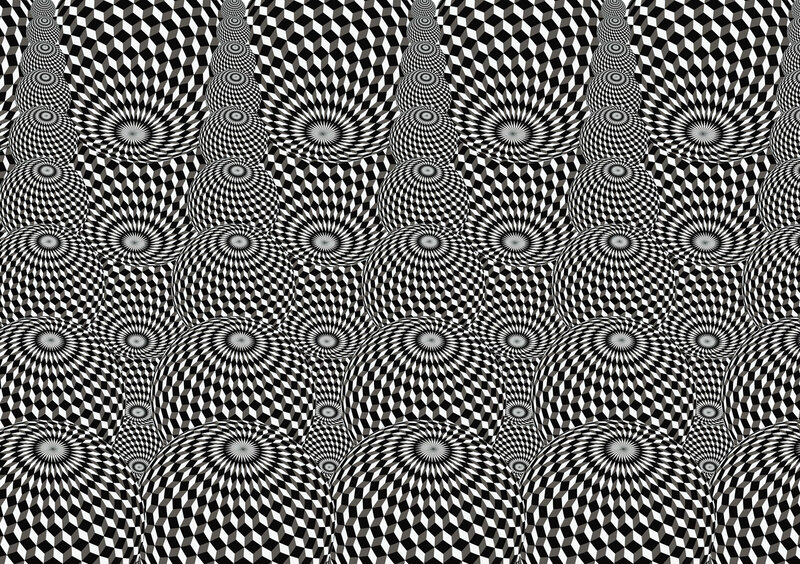 Optical Illusion Pattern — Black, Hypnotic, Abstract, Spheres