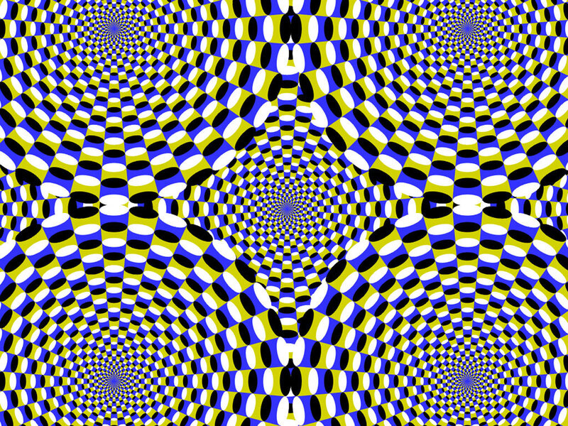 Optical Illusion Pattern — Blue, Hypnotic, Abstract, Circles, Squares, Dots