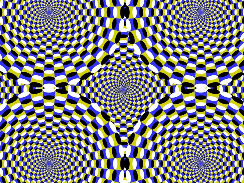 Optical Illusion Pattern — Blue, Hypnotic, Abstract, Circles, Squares, Spiral