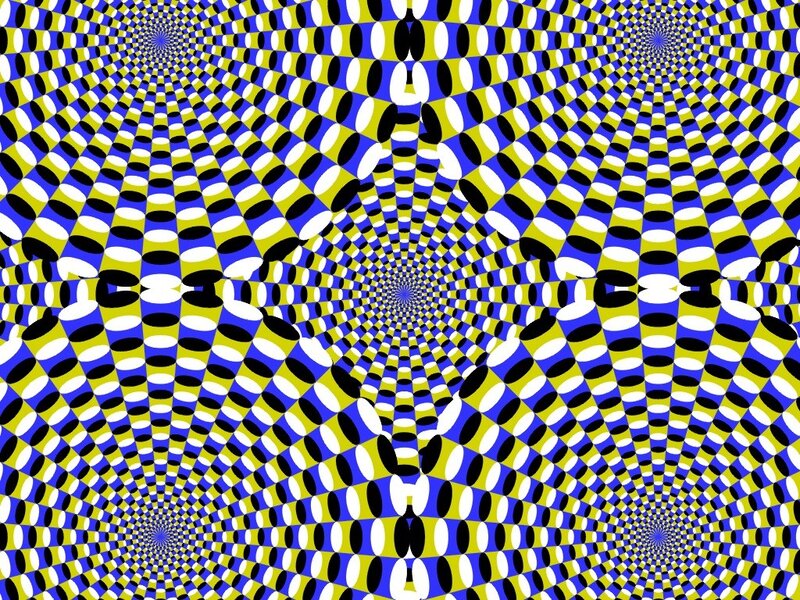 Optical Illusion Pattern — Blue, Hypnotic, Abstract, Circles, Squares