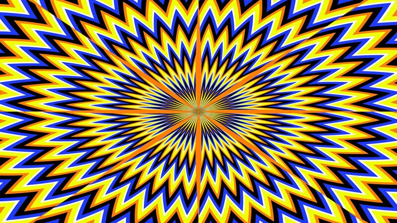 Optical Illusion Pattern — Yellow, Hypnotic, Abstract, Zigzag Lines