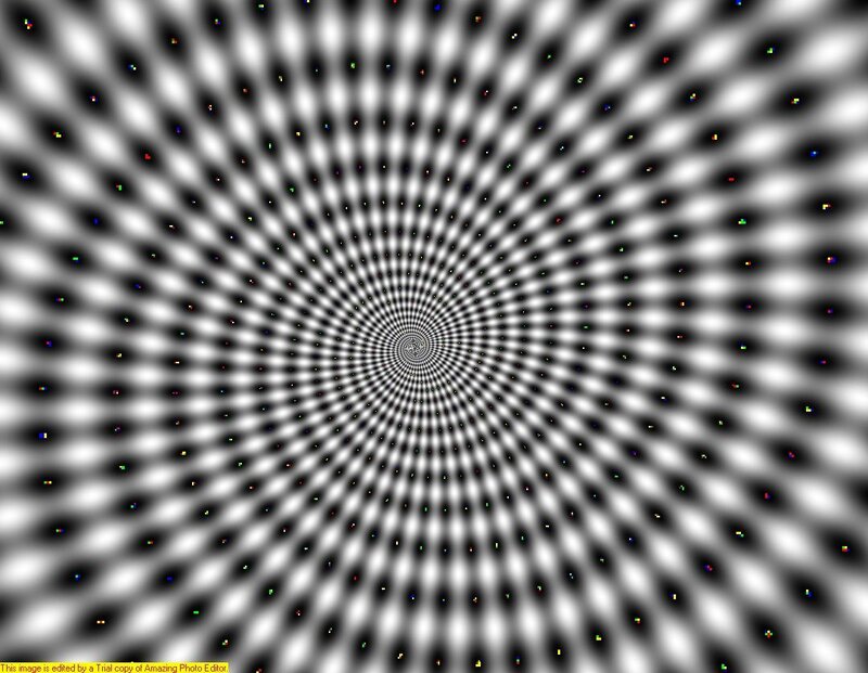 Optical Illusion Spiral — Black, Hypnotic, Abstract, Checkerboard