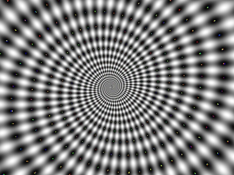 Optical Illusion Spiral — Black, Hypnotic, Abstract, Dots, Black and White