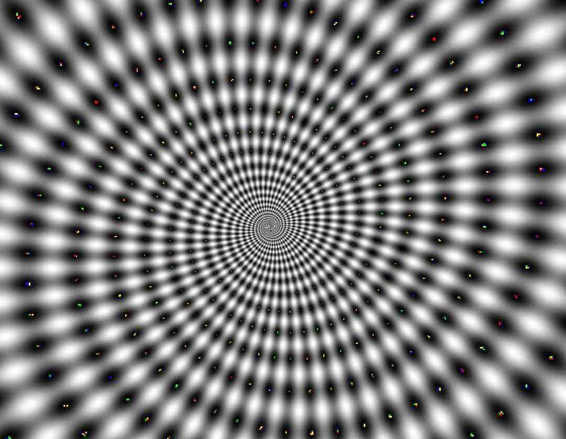 Optical Illusion Spiral — Black, Hypnotic, Abstract, Dots