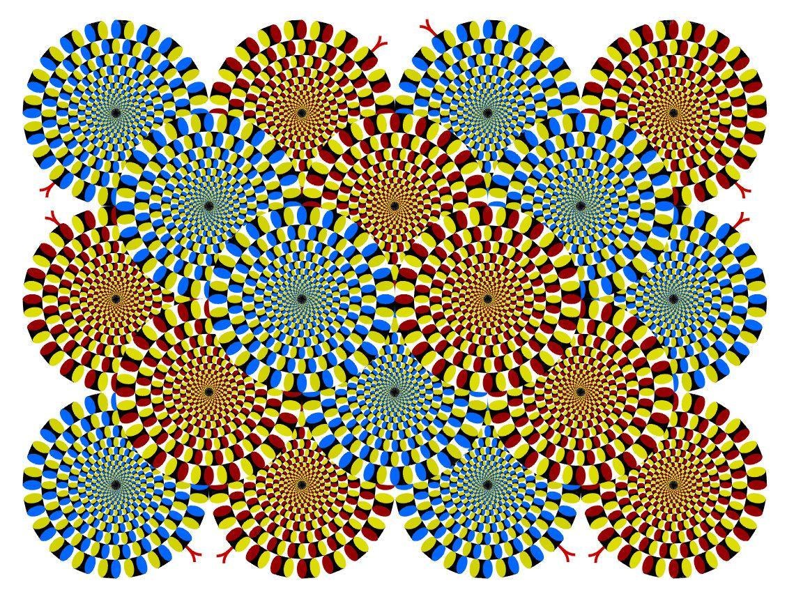 Optical illusion with circular patterns